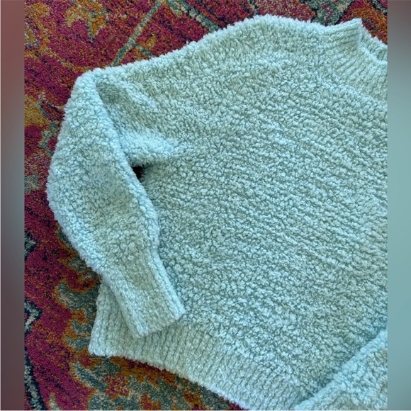 J. Crew | Women's Ice Blue Teddy Bear Knit Mock Neck Long Sleeve Sweater Size XL - Picture 9 of 14